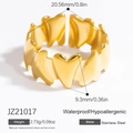 Goldener Edelstahlring mit Herz und wasserfesten, hypoallergenen Eigenschaften für Damen - Hohles Herz-Stil (JZ21017)