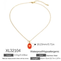 Collana in acciaio inossidabile dorato con ciondolo ovale in smalto rosso e cuore - Cuore Oro Fondo Rosso Ovale (XL32104)