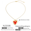 Collana impermeabile in acciaio inossidabile dorato con ciondolo a cuore rosso e diamanti - Cuore Rosso Classico (XL32106)