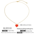 Collana in acciaio inossidabile placcato oro 18K con ciondolo a cuore rosso e cristallo - Cuore con Intarsio di Strass (XL32110)