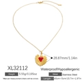 Collana in acciaio inossidabile placcato oro 18K con ciondolo a cuore rosso e trama - Cuore con Trama a Sole (XL32112)
