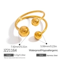 Verstellbarer goldener Edelstahlring mit drei polierten Kugeln im minimalistischen Stil - Dreikugel Goldener offener Ring (JZ21164)