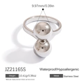 Minimalistischer Ring aus silbernem Edelstahl mit zwei polierten 9,97mm Metallkugeln - Doppelkugel Silberner offener Ring (JZ21165S)