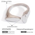 Dettaglio macro delle dimensioni e del peso di 5,22 g dell'anello in acciaio 18K - Stile a Superficie Organica Aerodinamica (JZ21543S)