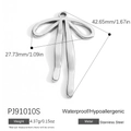Polished silver stainless steel bow pendant charm with precise dimensions measurement - Bowknot Style (PJ91010S)