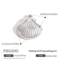 Silver stainless steel scallop shell pendant charm, waterproof and hypoallergenic, 2.47g - Scallop Style (PJ91024S)