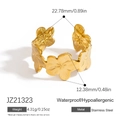 Anello regolabile in acciaio inossidabile placcato oro 18k con design a fiori a 5 petali - Stile a Fiori Collegati (JZ21323)