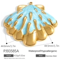 Blue shell pendant in stainless steel with waterproof gold plating for DIY jewelry - Light Blue Large Shell Style (PJ93585A)