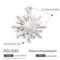 Stainless steel sun pendant in silver finish featuring waterproof and hypoallergenic traits - Silver Sun Shape Style (PJ91338S)