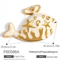 Walflossen-Anhänger aus Edelstahl mit cremefarbener Emaille und goldenen Sternen für DIY - Cremeweißer Fisch-Stil (PJ93586A)