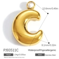 Pendente lettera C in acciaio inossidabile placcato oro 18K per gioielli fai da te - Ciondolo Lettera C (PJ93511C)