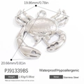 Polished silver crab charm in stainless steel for DIY necklace and bracelet jewelry - Bright Silver Crab Style (PJ91339BS)
