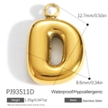 Ciondolo 3D lettera D in acciaio dorato con dettagli su dimensioni e peso - Ciondolo Lettera D (PJ93511D)