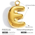 Ciondolo a lettera E in acciaio inossidabile dorato con dimensioni per gioielli DIY - Ciondolo Lettera E (PJ93511E)