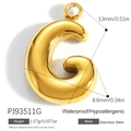 Ciondolo lettera G in acciaio inossidabile placcato oro 18K, dimensioni 13x8,6mm - Ciondolo Lettera G (PJ93511G)