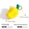Ciondolo a forma di peperone giallo in acciaio inossidabile con gambo verde - Stile Peperone Giallo (PJ93094B)