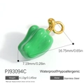 Pendaglio a forma di peperoncino verde in acciaio inossidabile dorato con dimensioni - Stile Peperone Verde (PJ93094C)