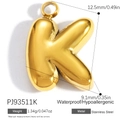 Pendente lettera K stile palloncino in acciaio inossidabile placcato oro 18K, impermeabile - Ciondolo Lettera K (PJ93511K)