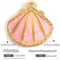 Rosafarbenes Muschel-Anhänger aus vergoldetem Edelstahl mit Größenangaben - Rosa Kleine Muschel (PJ93590A)