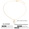 18K gold plated stainless steel cross pendant necklace with diamonds and sizing info - Geometric Rhinestone Cross Pendant (XL32060) / 18K Gold Plated