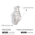 Conch shell pendant in stainless steel with measurements 18.21mm x 7.96mm - Silver Conch Style (PJ91520S)