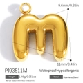 Ciondolo lettera M in acciaio inossidabile placcato oro 18K, impermeabile e anallergico - Ciondolo Lettera M (PJ93511M)