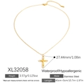 Collar cruz de acero inoxidable chapado en oro 18K con circonitas para mujer - Colgante de Cruz Pavé Simple (XL32058) / Chapado en Oro de 18K