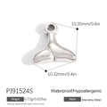 Polished silver whale tail pendant in stainless steel for DIY jewelry making - Whale Tail Shape Style (PJ91524S)