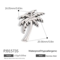 Polished silver stainless steel palm tree pendant for DIY ocean themed necklaces - Palm Tree Shape Style (PJ91573S)