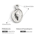 Polished stainless steel oval conch shell pendant with 15.78x9.5mm size dimensions - Conch Relief Style (PJ91611S)