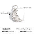 Polished silver croissant charm in stainless steel with exact measurements and weight - Croissant Shape Style (PJ91986S)
