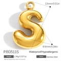 Ciondolo lettera S in acciaio inossidabile placcato oro 13mm gioiello impermeabile - Ciondolo Lettera S (PJ93511S)