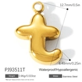 Pendente lettera t minuscola in acciaio inossidabile dorato lucido per gioielli DIY - Ciondolo Lettera T (PJ93511T)