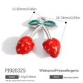 Stainless steel cherry pendant with red enamel finish for DIY jewelry making charms - Cherry Enamel Process Style (PJ92032S)