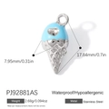 Blue enamel ice cream cone pendant in stainless steel for DIY jewelry crafts - Ice Cream Cone Style (PJ92881AS)