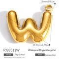 Ciondolo lettera W in acciaio inossidabile placcato oro 18K lucido con finitura impermeabile - Ciondolo Lettera W (PJ93511W)