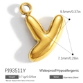 Ciondolo lettera Y in acciaio inossidabile placcato oro 18K, charm alfabeto 3D - Ciondolo Lettera Y (PJ93511Y)