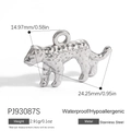 Polished stainless steel leopard charm pendant in silver finish with measurements - Leopard Shape Style (PJ93087S)