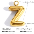 Ciondolo a lettera Z in acciaio inossidabile dorato lucido per creazione gioielli DIY - Ciondolo Lettera Z (PJ93511Z)