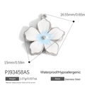 Blue and white floral stainless steel pendant with hypoallergenic and waterproof finish - Five Petal Flower Style (PJ93458AS)