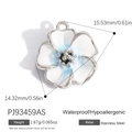 DIY flower pendant in white enamel with blue details made of waterproof stainless steel - White Enamel Flower Style (PJ93459AS)