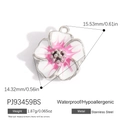 Pink and white enamel flower pendant in stainless steel for DIY jewelry making - Pink Enamel Flower Style (PJ93459BS)