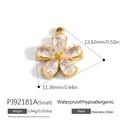 Golden stainless steel five-petal flower pendant with clear water-drop gemstones - Small Five-Petal Flower Pendant (PJ92181A-Small)