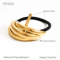 Polished 18K gold starfish hair cuff with black elastic band, waterproof design - Gold Cylindrical Metal Hair Cuff (FS71010)