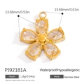 Golden stainless steel flower pendant with zircon inlay and detailed size measurements - Large Five-Petal Flower Pendant (PJ92181A-Large)