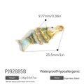 Golden stainless steel fish pendant with vibrant green and blue enamel filling - Blue-Green Gradient Fish Pendant(PJ92885B)