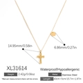 Wasserdichte 18K vergoldete Edelstahlkette mit Kreuzanhänger und Zirkonia Besatz - Kreuz und Scheibe Stil (XL31614)