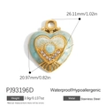 Blue marble enamel heart pendant in 18K gold plated stainless steel with zircon inlay - Pale Blue Textured Heart Pendant(PJ93196D)