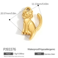 Sitzende Katze Goldanhänger aus Edelstahl für DIY-Schmuckherstellung und Halsketten - Hochglanzpolierte Goldene Katze (PJ93376)