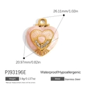 Pink heart pendant in stainless steel with golden edge and sparkling rhinestones - Pink Rhinestone Heart Pendant(PJ93196E)